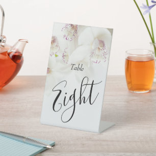 Elegante witte en paarse orchideeën   Trouwen Reclamebord Met Voetstuk