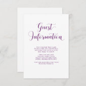 Elegante Witte en Paarse Typografie Gastgegevens Informatiekaartje (Voorkant / Achterkant)