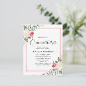 Elegante witte en rode bloemen Quinceañera Kaart (Staand voorkant)