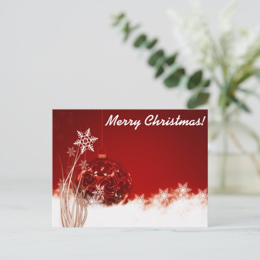 Elegante witte en rode kerst feestdagenkaart (Staand voorkant)