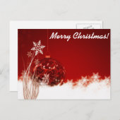 Elegante witte en rode kerst feestdagenkaart (Voorkant / Achterkant)