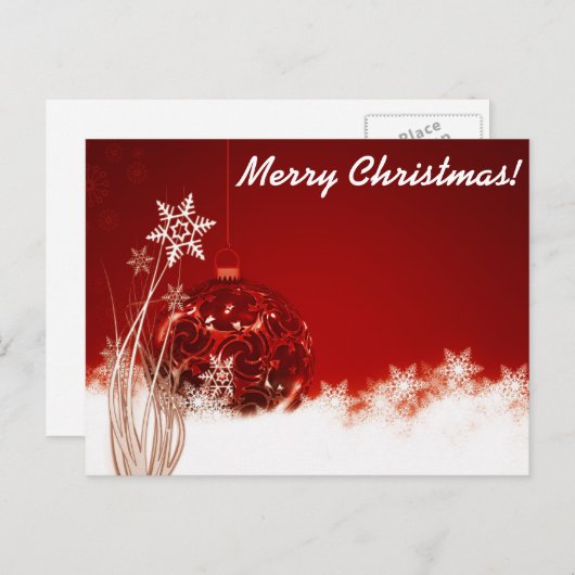 Elegante witte en rode kerst feestdagenkaart (Voorkant / Achterkant)