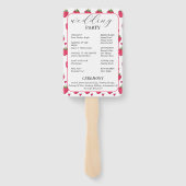 Elegante witte en roze aardbeihuwelijk handwaaier (Achterkant)