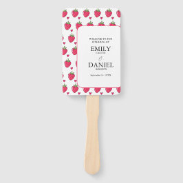 Elegante witte en roze aardbeihuwelijk handwaaier