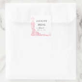 Elegante witte en roze bruidsuitnodiging vierkante sticker (Tas)