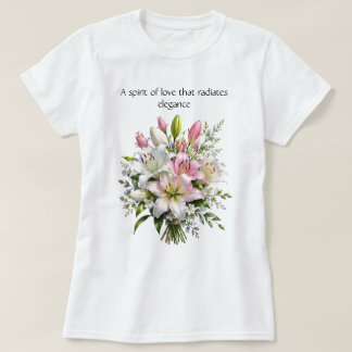Elegante witte en roze lelieboeket bloemen t-shirt