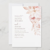 Elegante witte en roze rozen bruiloft uitnodiging (Voorkant)