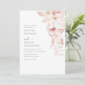 Elegante witte en roze rozen bruiloft uitnodiging (Staand voorkant)