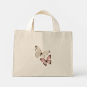 Elegante witte en roze vlinders mini tote bag (Achterkant)