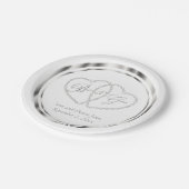 Elegante witte en zilveren bruiloft papieren bordje (Gekanteld)