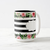 Elegante witte en zwarte bloemen Mok (Voorkant rechts)