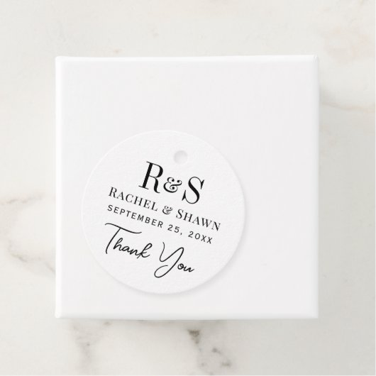 Elegante witte en zwarte chique moderne monogram b bedankjes labels (In situ)