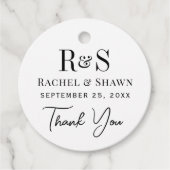 Elegante witte en zwarte chique moderne monogram b bedankjes labels (Voorkant)