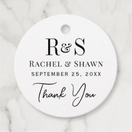 Elegante witte en zwarte chique moderne monogram b bedankjes labels