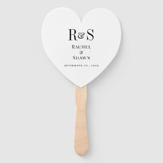 Elegante witte en zwarte chique moderne monogram b handwaaier (Voorkant)