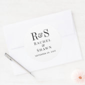 Elegante witte en zwarte chique moderne monogram b ronde sticker (Envelop)
