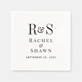Elegante witte en zwarte chique moderne monogram b servet