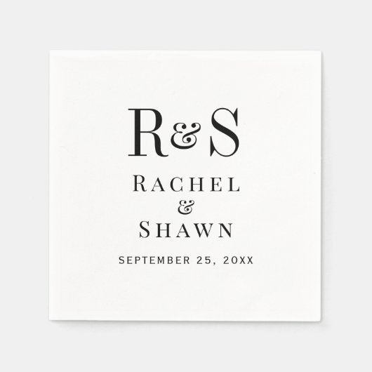 Elegante witte en zwarte chique moderne monogram b servet (Voorkant)