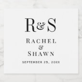 Elegante witte en zwarte chique moderne monogram b sparkling wijnetiket (Enkel label)