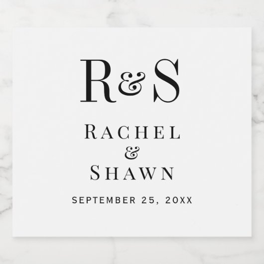 Elegante witte en zwarte chique moderne monogram b sparkling wijnetiket (Enkel label)