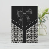 Elegante witte en zwarte Damask bruiloft Kaart (Staand voorkant)