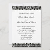 Elegante witte en zwarte Damask bruiloft Kaart (Achterkant)