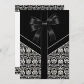Elegante witte en zwarte Damask bruiloft Kaart (Voorkant / Achterkant)
