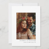 Elegante witte en zwarte handtekening foto bedankkaart (Voorkant)