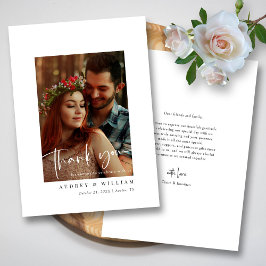 Elegante witte en zwarte handtekening foto bedankkaart