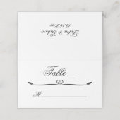 Elegante witte en zwarte hart bloeien bruiloft plaatskaartje (Buitenkant ongevouwen)