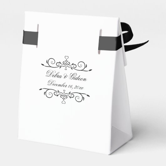 Elegante Witte en Zwarte Hart bruiloft Dank u Bedankdoosjes (Achterkant)