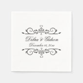 Elegante witte en zwarte hartvormige bruiloft met servet (Voorkant)