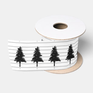 Elegante witte en zwarte kerstboom satijnen lint