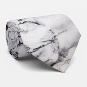 Elegante witte en zwarte marmeren textuur stropdas (Opgerold)