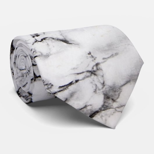 Elegante witte en zwarte marmeren textuur stropdas (Opgerold)