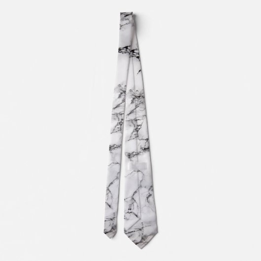 Elegante witte en zwarte marmeren textuur stropdas (Achterkant)