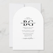 Elegante witte en zwarte monogram initiaal letters kaart (Voorkant)