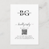 Elegante witte en zwarte monogram Initialen bruilo Informatiekaartje (Voorkant)