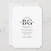 Elegante witte en zwarte monogram Initialen bruilo Kaart (Voorkant)