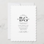 Elegante witte en zwarte monogram Initialen bruilo Kaart (Voorkant)