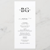 Elegante witte en zwarte monogram Initialen bruilo Menu (Voorkant)