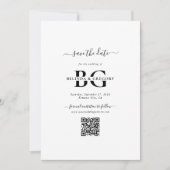 Elegante witte en zwarte monogram Initialen bruilo Save The Date (Voorkant)