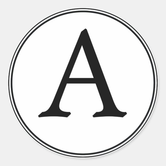 Elegante witte en zwarte Monogram Stickers (Voorkant)