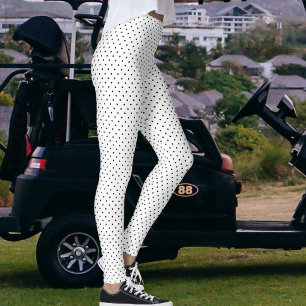Elegante witte en zwarte polka stippen patroon leggings