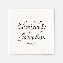 Elegante witte en zwarte scriptnamen bruid bruideg servet