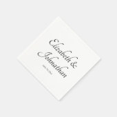 Elegante witte en zwarte scriptnamen bruid bruideg servet (Hoek)