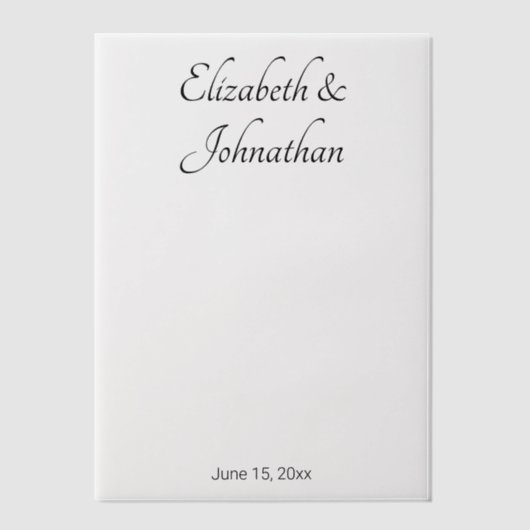 Elegante witte en zwarte scriptnamen bruid bruideg vellum uitnodigingen (Voorkant)