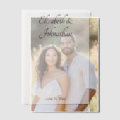 Elegante witte en zwarte scriptnamen bruid bruideg vellum uitnodigingen (Offset (Koppel))