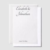 Elegante witte en zwarte scriptnamen bruid bruideg vellum uitnodigingen (Offset)