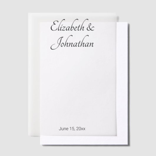 Elegante witte en zwarte scriptnamen bruid bruideg vellum uitnodigingen (Offset)